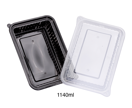 Mealprep Container Black with Clear Lid (1140ml)