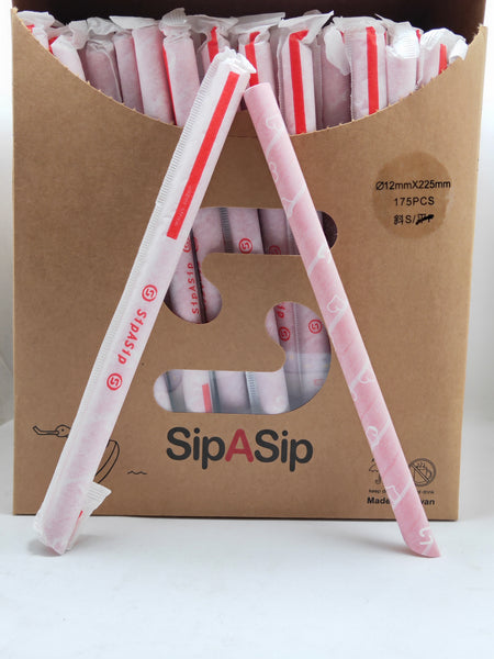 RED HEART XL JUMBO PAPER STRAW W/SLANT POINTER 12X255MM 3-LAYER 355GSM INDIVIDUAL PAPER WRAP