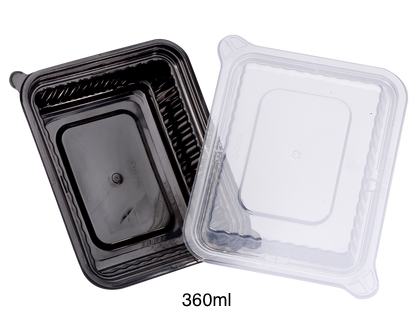 Mealprep Container Black with Clear Lid (360ml PP)
