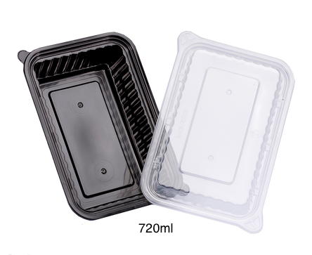 Mealprep Container Black with Clear Lid (720ml)