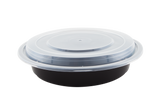 ROUND 1440ml PP Takeaway Meal Container Black with Clear Lid