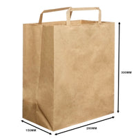 KRAFT CARRY BAG WITH FLAT HANDLE - LARGE (280X300X150MM)