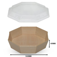 OCTAGON WOODEN VENEER BOWL WITH CLEAR LID (700ML)