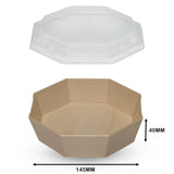 OCTAGON WOODEN VENEER BOWL WITH CLEAR LID 575ML