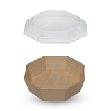 OCTAGON WOODEN VENEER BOWL WITH CLEAR LID 485ML