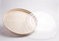 WOODEN VENEER 16" ROUND PLATTER WITH CLEAR DOME LID | FLR-316BF