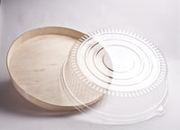 ROUND WOODEN VENEER PLATTER WITH CLEAR DOME LID  (12") | FLR-312BF