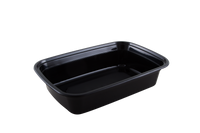 HR-38 Rectangular Takeaway Meal Container Black (1100ml PP) with Clear Lid
