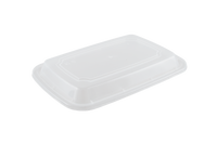 HR-32 Rectangular Takeaway Meal Container Black (950ml PP) with Clear Lid