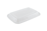 HR-32 Rectangular Takeaway Meal Container Black (950ml PP) with Clear Lid