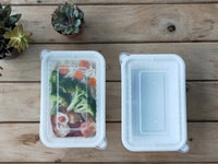 WAVEBOX RECTANGULAR CONTAINER FOOD SERVICE WHITE W/-CLEAR LID 720ML