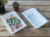 WAVEBOX RECTANGULAR CONTAINER FOOD SERVICE WHITE W/-CLEAR LID 720ML