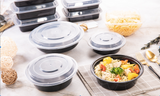 ROUND 700ml PP Takeaway Meal Container Black with Clear Lid