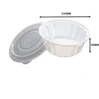 ROUND WAVEBOX MICROWAVE CONTAINER WHITE W/-CLEAR LID (2550ML)