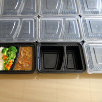 WAVEBOX MICROWAVE 2-COMPARTMENT RECTANGULAR CONTAINER BLACK W/-CLEAR LID