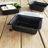 WAVEBOX MICROWAVE 360ML RECTANGULAR CONTAINER BLACK W/-CLEAR LID
