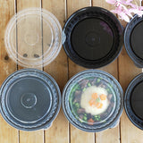 ROUND WAVEBOX MICROWAVE CONTAINER BLACK W/-CLEAR LID (1050ML)