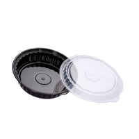 ROUND WAVEBOX MICROWAVE CONTAINER BLACK W/-CLEAR LID (1050ML)