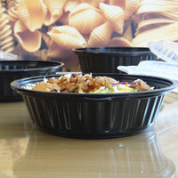 WAVEBOX MICROWAVE ROUND CONTAINER BLACK W/-CLEAR LID 720ML