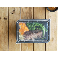 RECTANGULAR WAVEBOX MICROWAVE CONTAINER BLACK W/-CLEAR LID (1140ML)