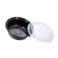 WAVEBOX MICROWAVE ROUND CONTAINER BLACK W/-CLEAR LID (960ML)